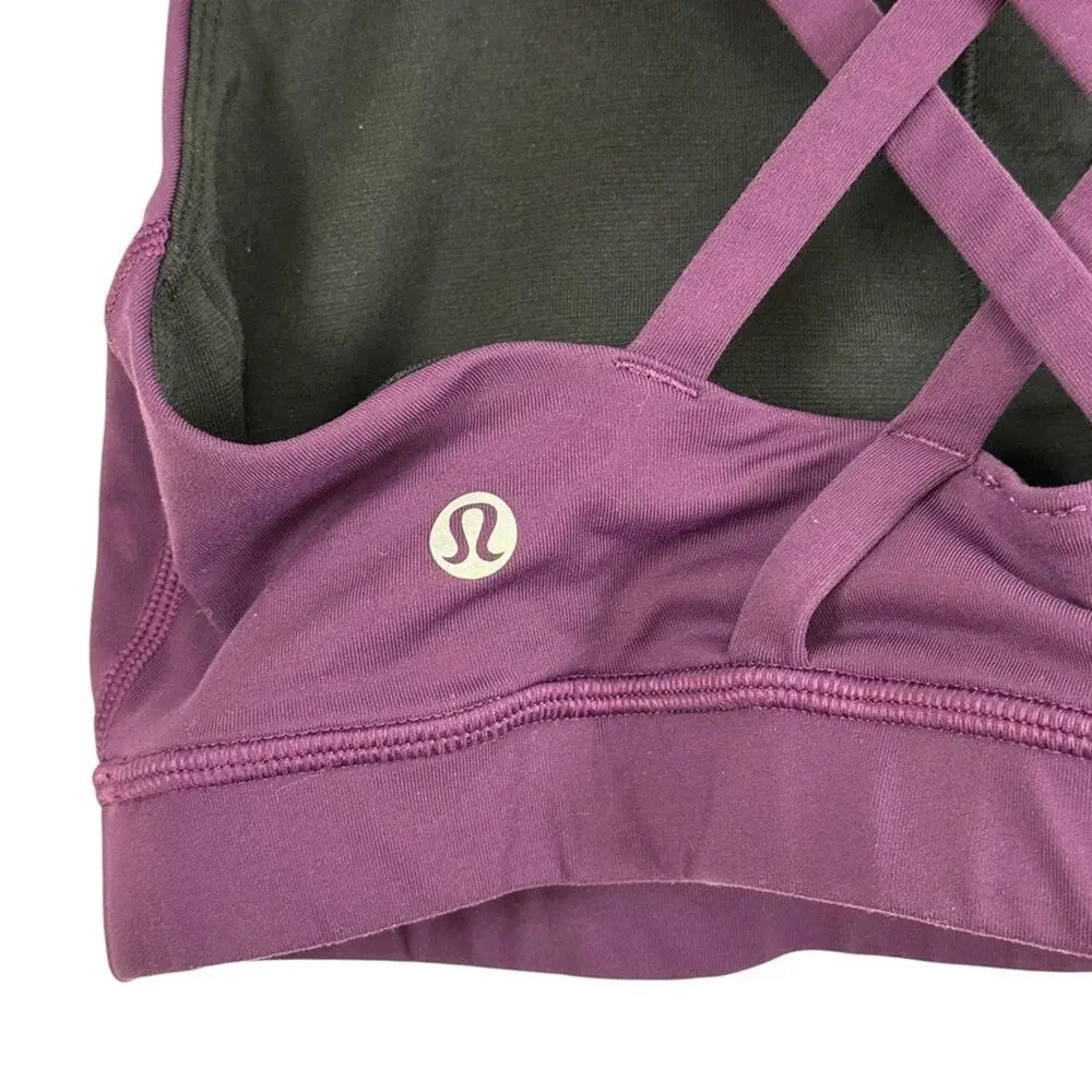 Lululemon Purple Sports Bra Womens Workout Gym Strappy Criss Cross Back Top sz 6